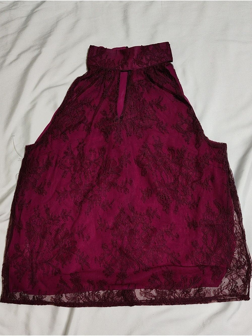 Ann Taylor Lace Halter Dress in Deep Wine